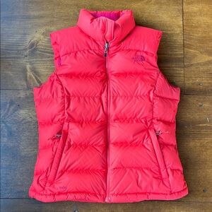 North Face Down Vest Orange-Red Sz M